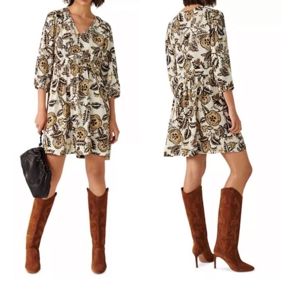ba&sh Dresses & Skirts - ba&sh White Volver Floral Paisley Dress in Ecru